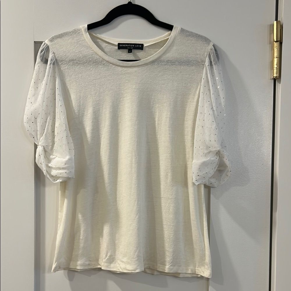 Generation Love Cream Puff Sleeve Blouse, Size Medium - Picture 1 of 10